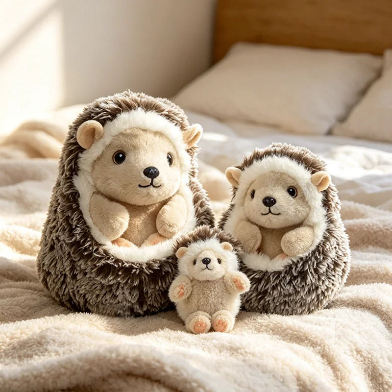 Fluffy Brown and White Hedgehog Plush Toy - Image 2