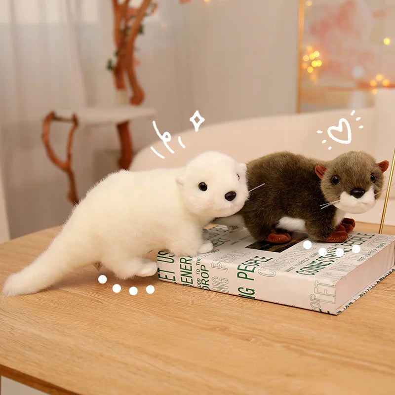 Sweet White and Brown Otter Plush Duo - Image 6