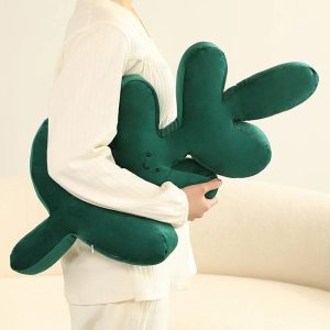 Velvet Bunny Cushion with Embroidered Face