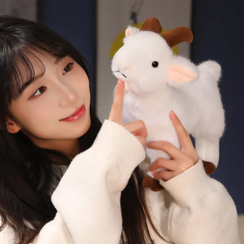 Soft White Ram Plush Toy with Curled Horns - Image 5