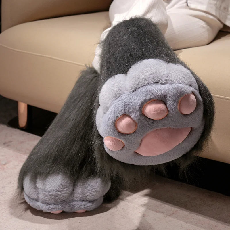 Fluffy White Paw Mittens with Pink Pads - Image 5