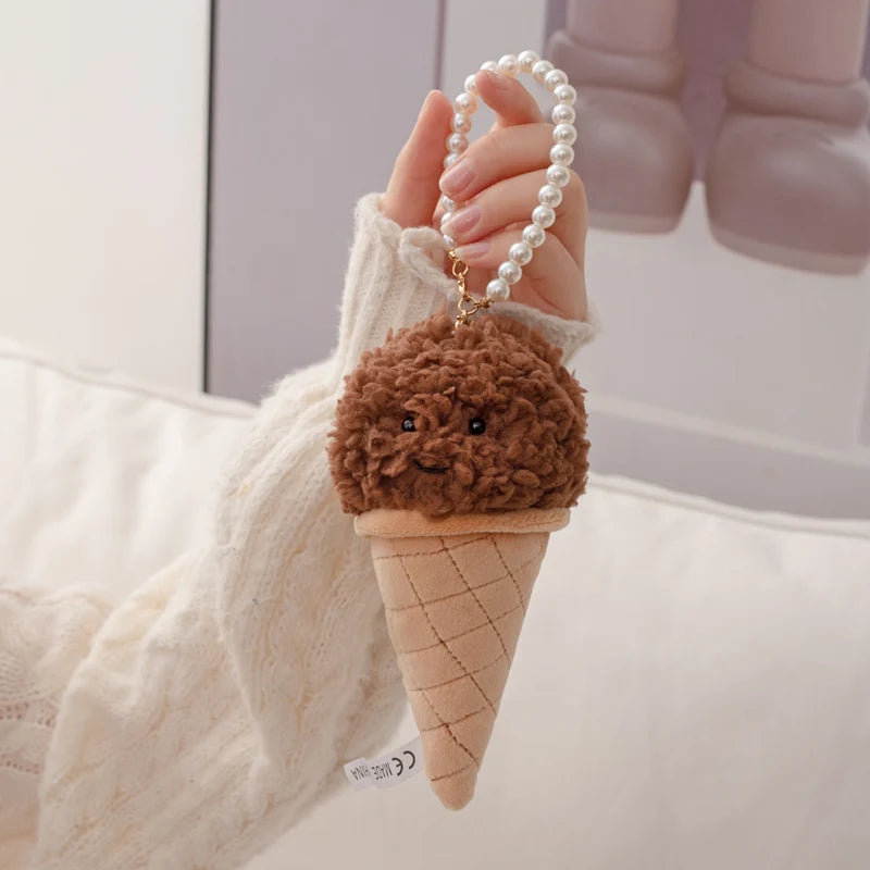 Cute Colorful Plush Ice Cream Keychain with Smile - Image 12