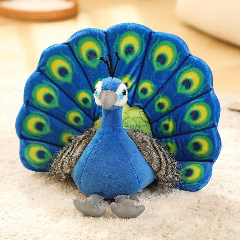Vibrant Peacock Plush Toy with Fanned Tail - Image 6