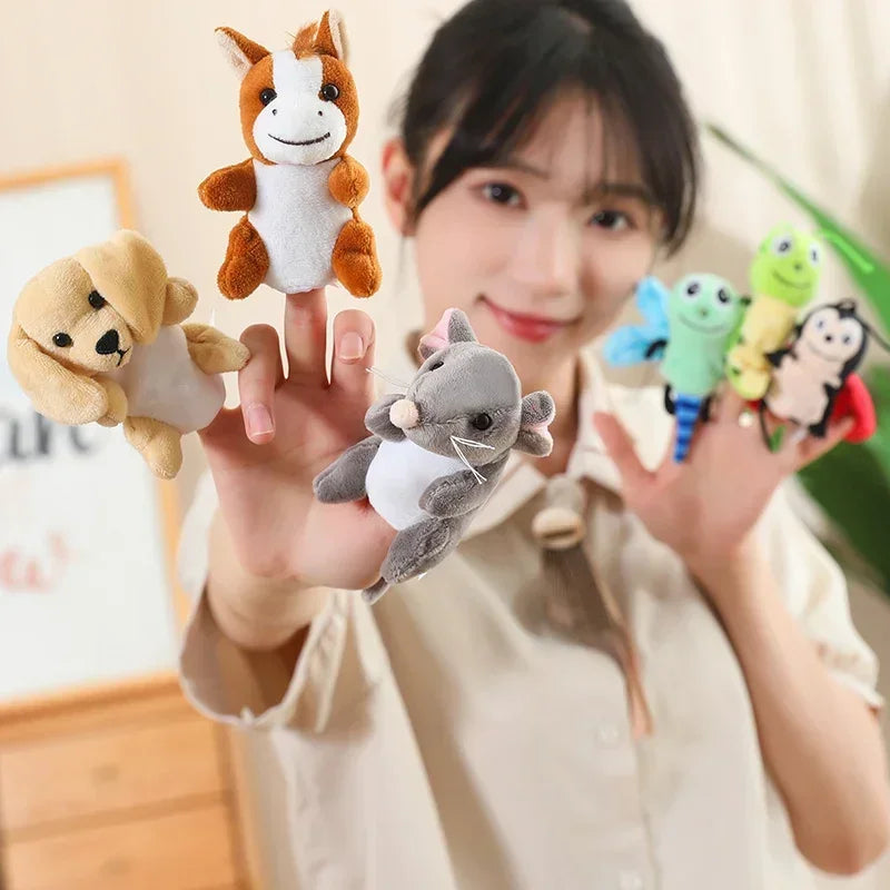 6-Piece Plush Wild Animal Finger Puppet Set - Image 2