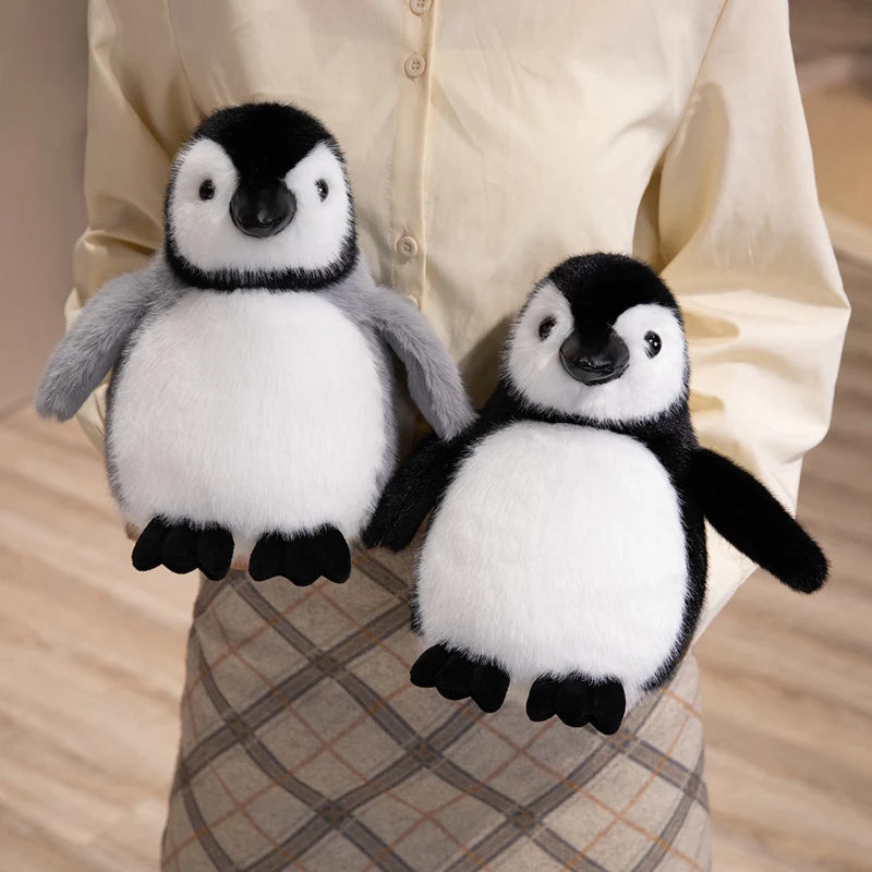 Soft Baby Penguin Plush Set in Black and Grey
