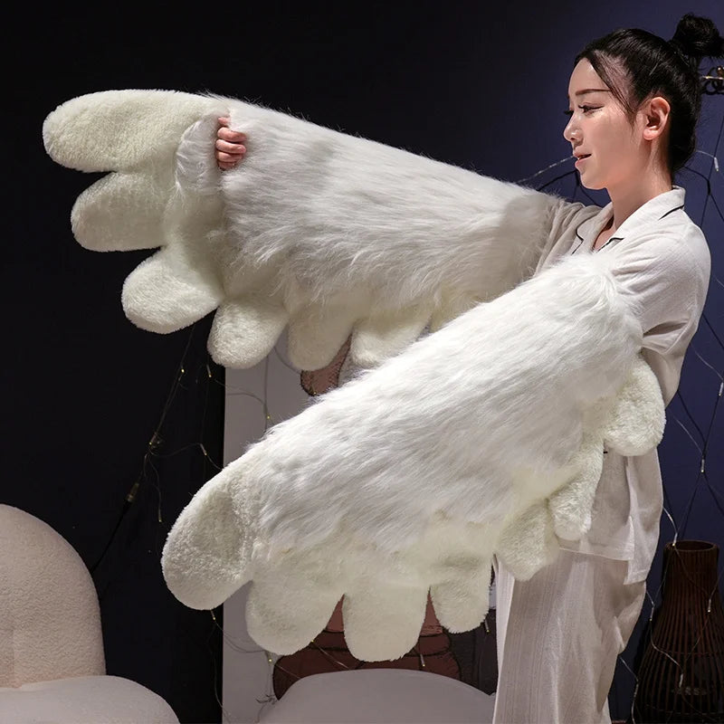 Fluffy White Paw Mittens with Pink Pads - Image 11