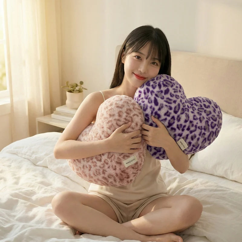 Vibrant Leopard Print Heart Plush Pillow - Image 6