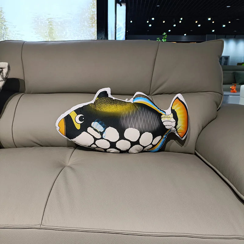 Soft Plush Fish Pillow with Colorful Marine Design - Image 13