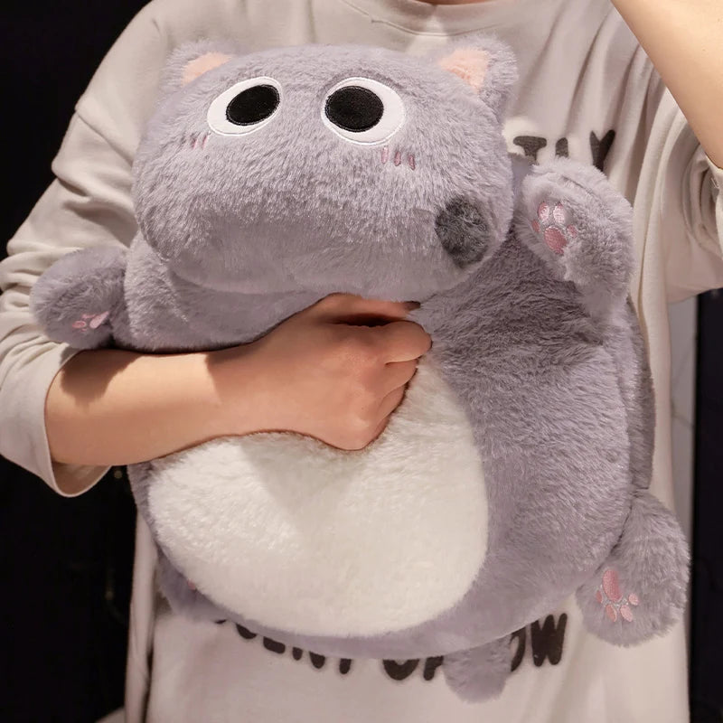 Chubby Black Mochi Cat Plush with Big Eyes - Image 3