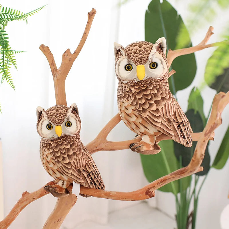 Brown and Cream Realistic Owl Plush - Image 3