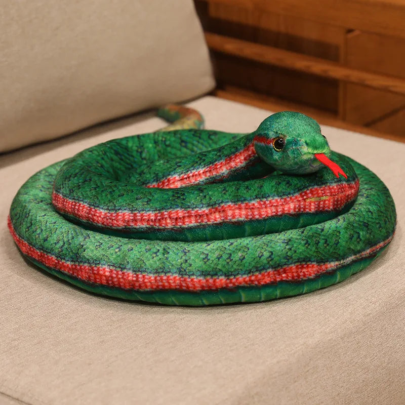 Realistic Red and Black Striped Plush Snake - Image 10