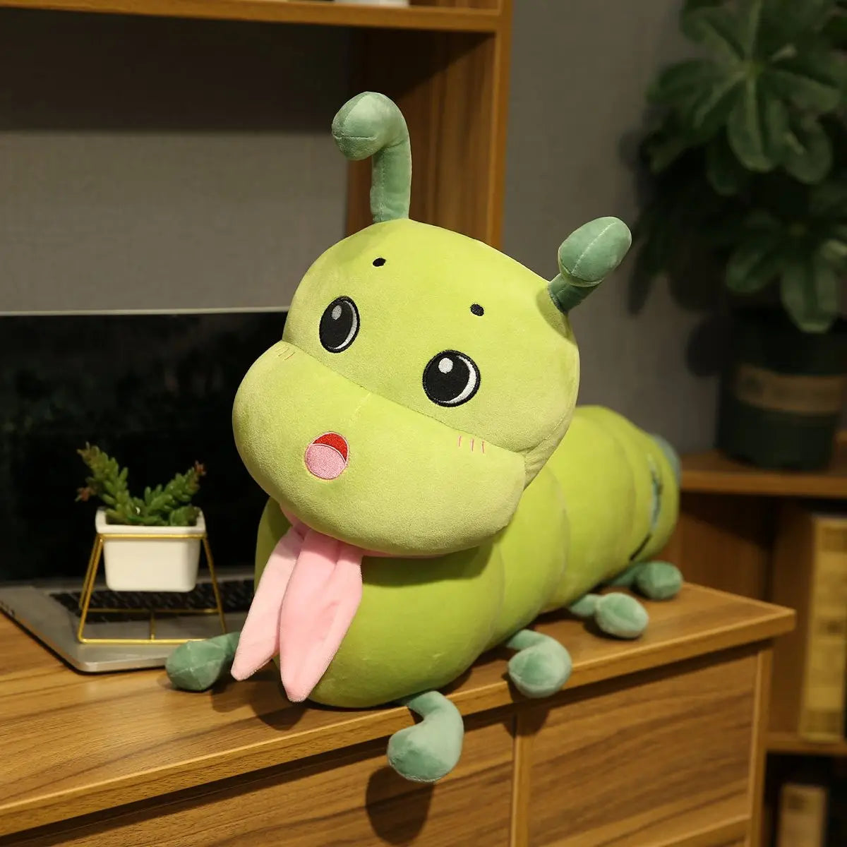 Oversized Lime Green Caterpillar Plush with Scarf - Image 6