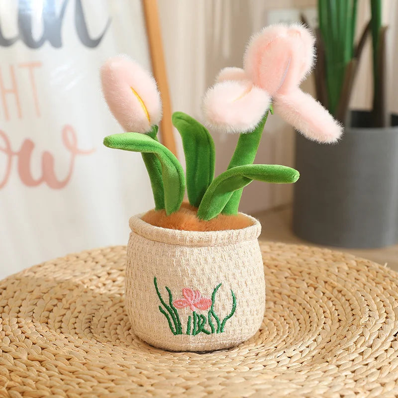 Soft Plush Potted Flowers with Embroidered Pots - Image 8