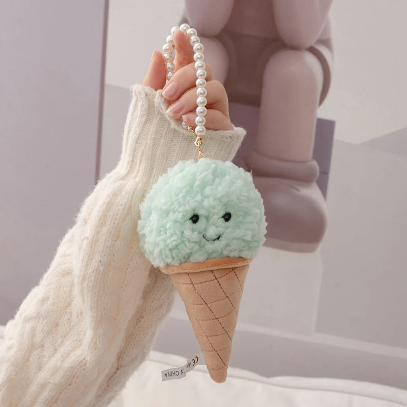 Cute Colorful Plush Ice Cream Keychain with Smile - Image 8