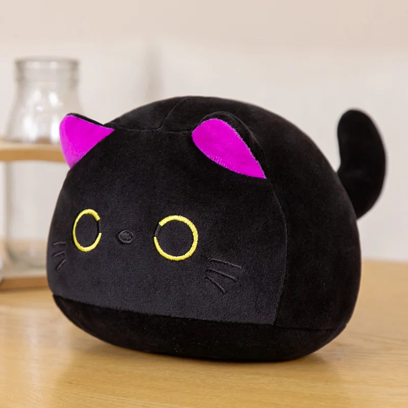 Cute Round Black Cat Plushie with Pink Ears - Image 5