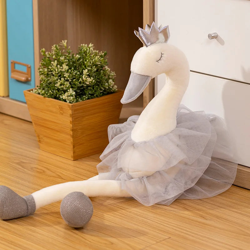 Sleeping Swan Plush Toy with Crown and Tulle Skirt - Image 4