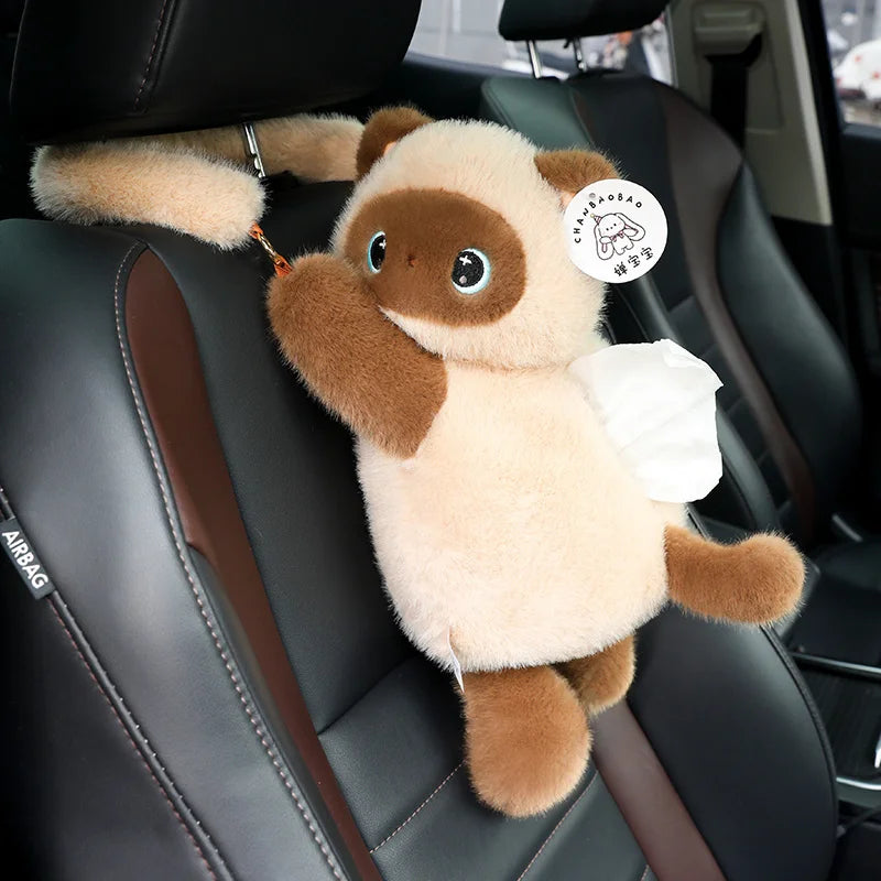 Hanging Plush Raccoon Car Tissue Holder - Image 6