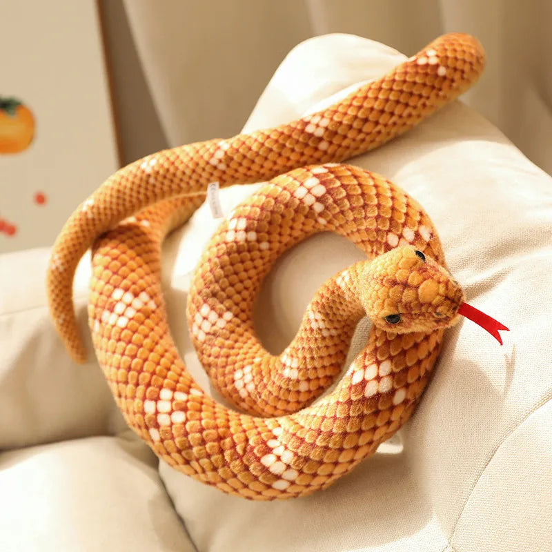 Realistic Green Spotted Plush Snake Toy - Image 2