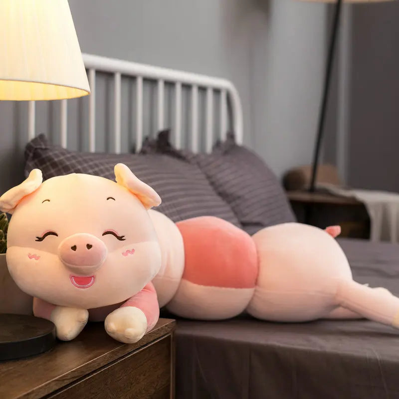 Long Pink Pig Caterpillar Body Pillow - Image 4