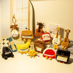 Cute Black Piano Plush Keychain