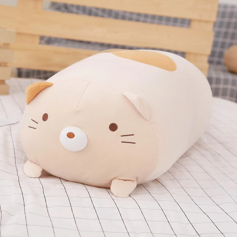 Chubby Calico Cat Plush Pillow with Smiling Face - Image 14