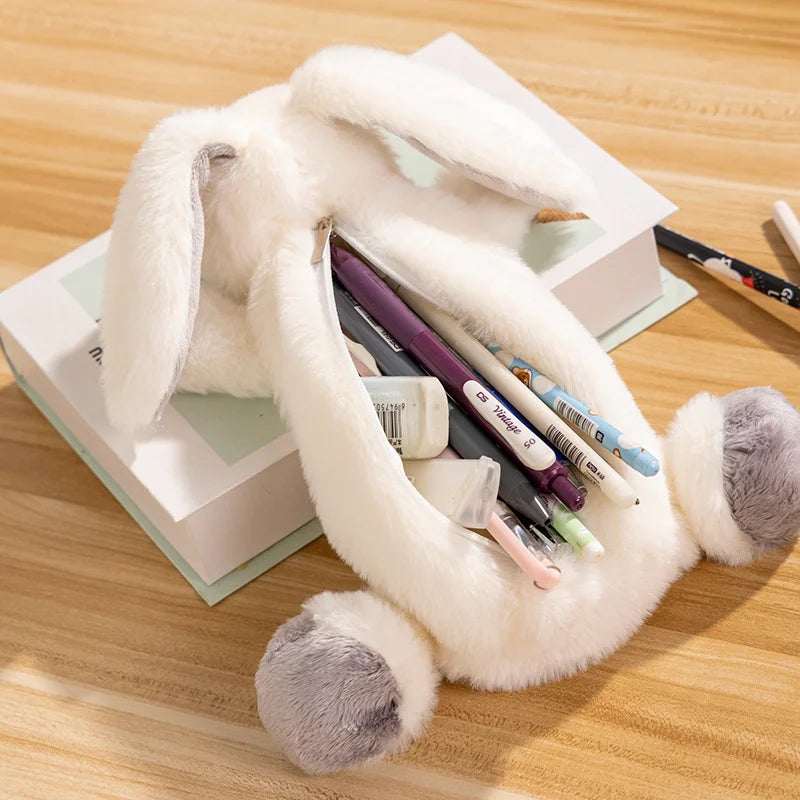 Soft Grey Plush Ferret Pencil Case - Image 2