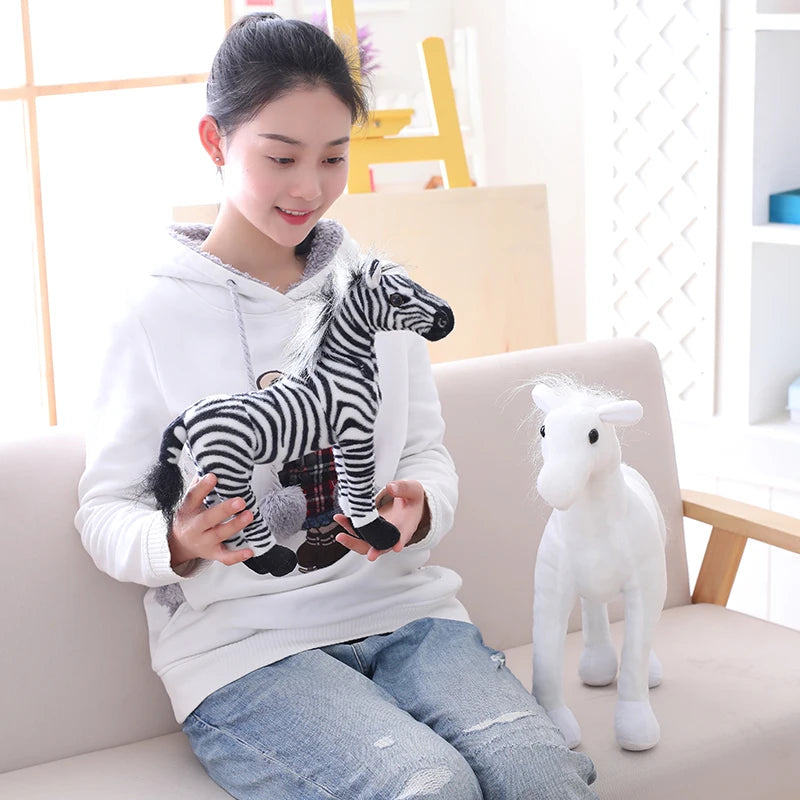 Soft Plush Horse Toy with Realistic Brown Patterns - Image 3