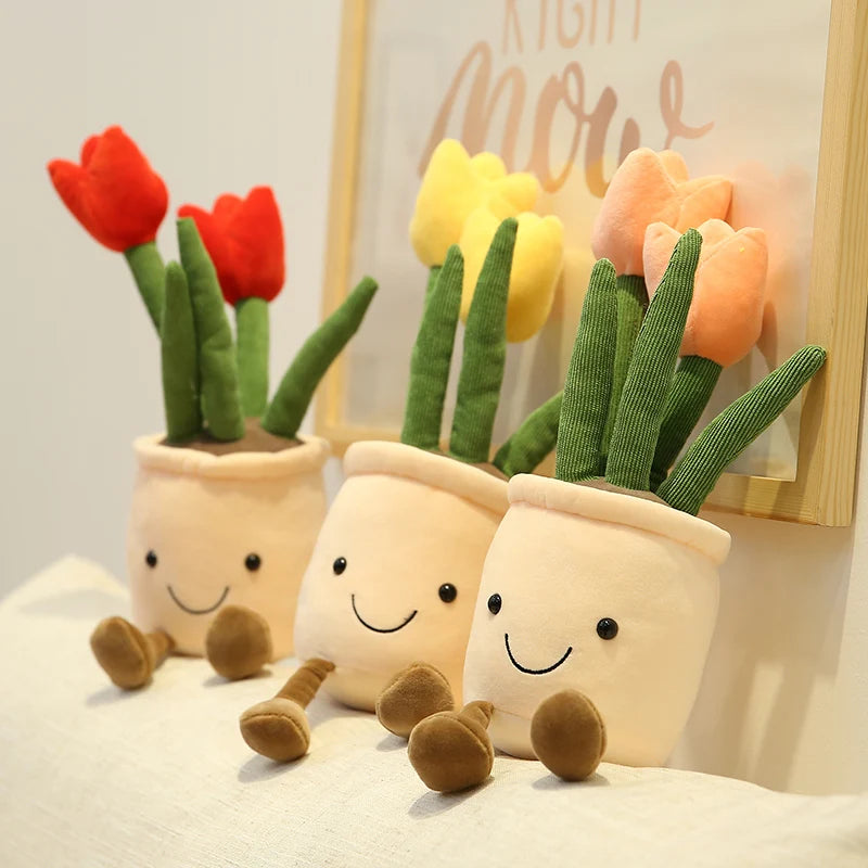Cute Plush Purple Iris with Embroidered White Pot - Image 5