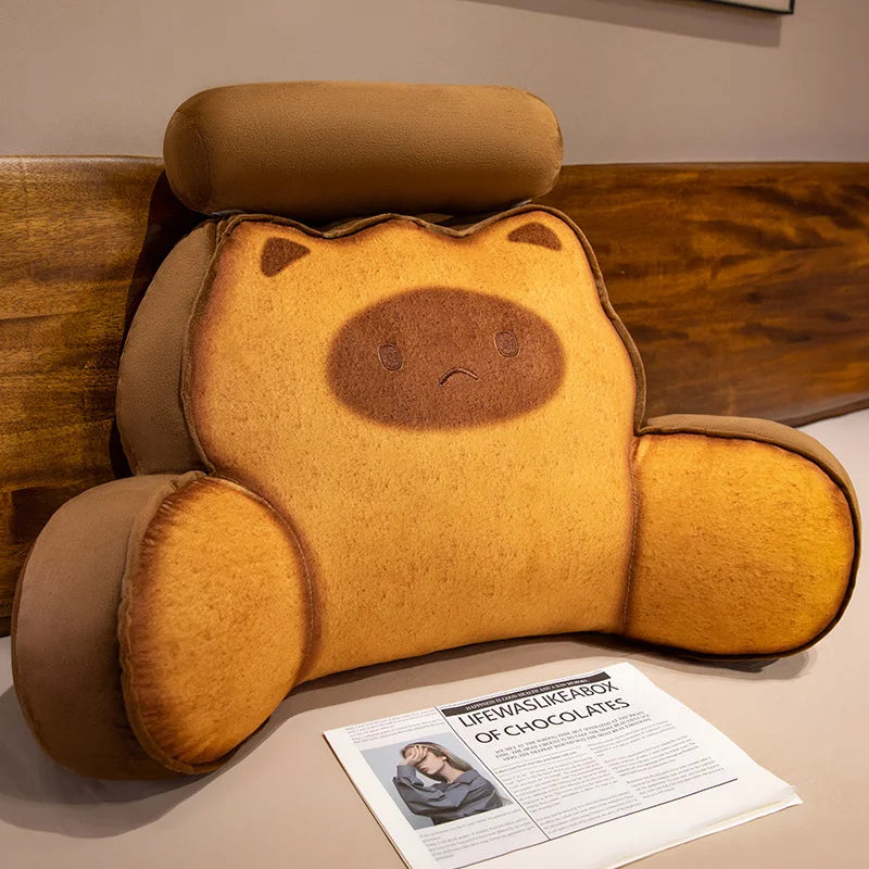 Cute Bear Plush Backrest Pillow with Headrest - Image 7