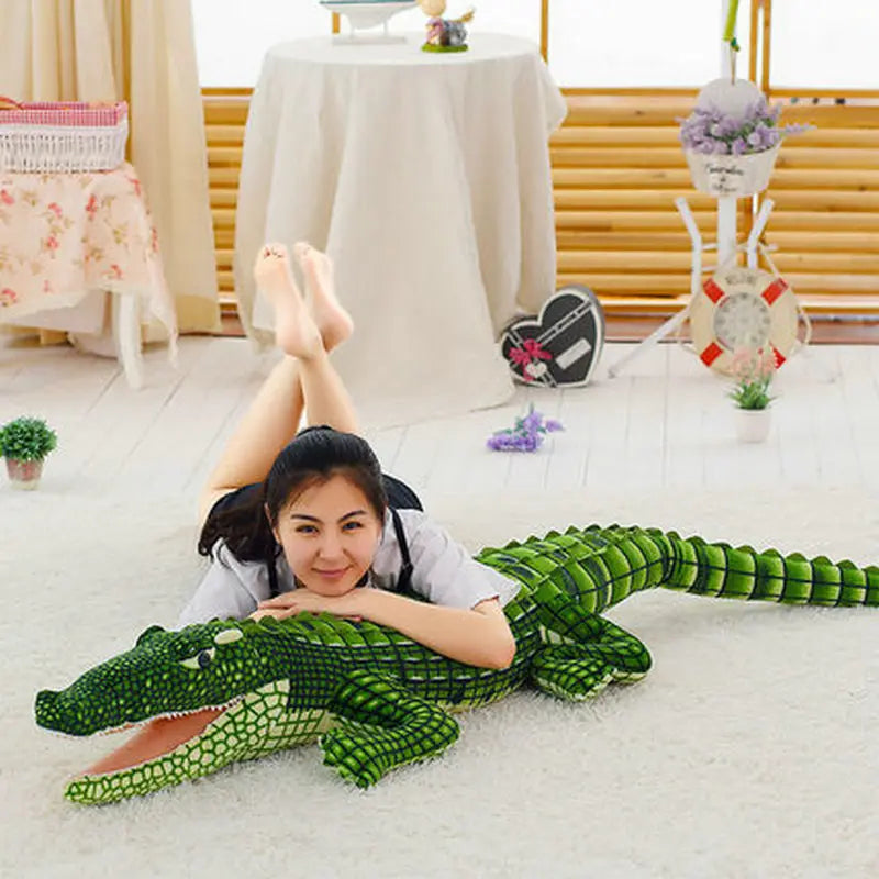 Giant Green Plush Crocodile with Open Mouth - Image 6
