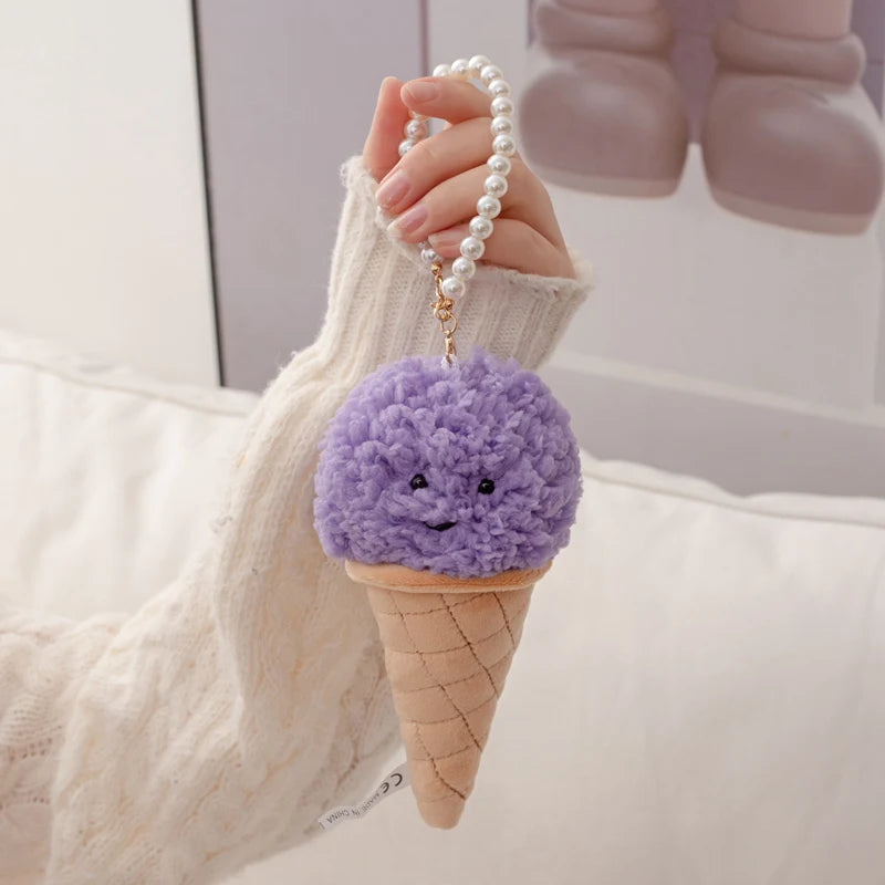 Cute Colorful Plush Ice Cream Keychain with Smile - Image 18