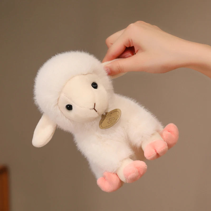 Fluffy White Plush Sheep with Pink Feet - Image 3