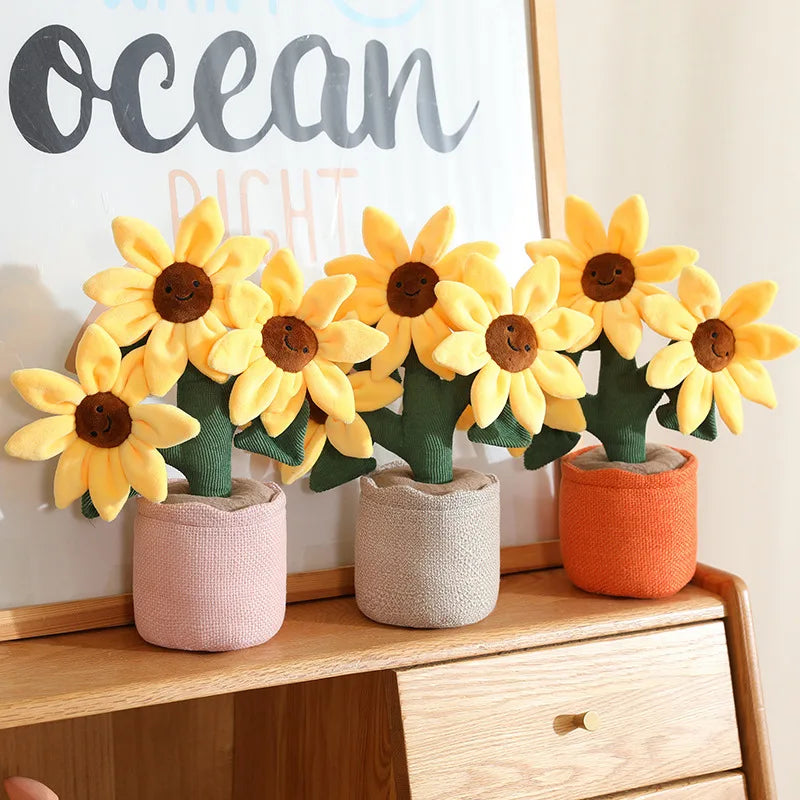 Smiling Potted Plush Sunflower Decoration - Image 2
