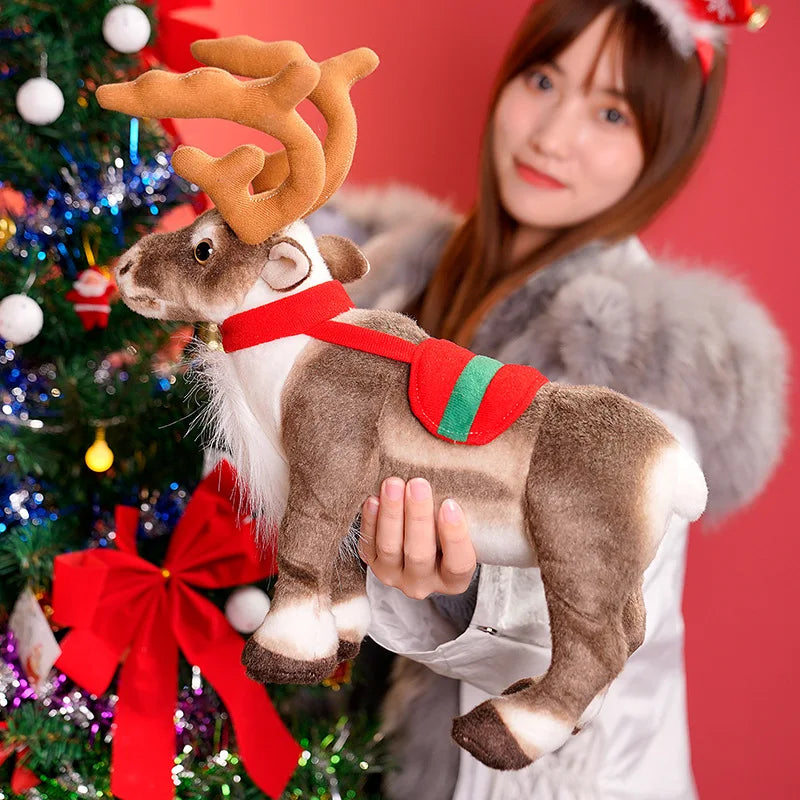 Christmas Reindeer Plush with Red Collar & Saddle - Image 3
