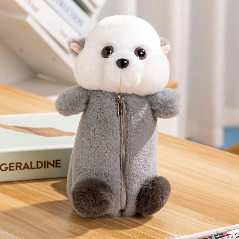 Soft Grey Plush Ferret Pencil Case - Image 7