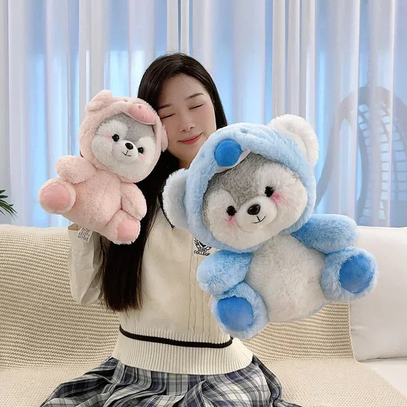 Cute Plush Animal with Pink Pig Costume - Image 4