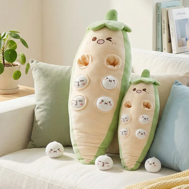 Cute Pea Pod Character Plush Body Pillow - Image 2
