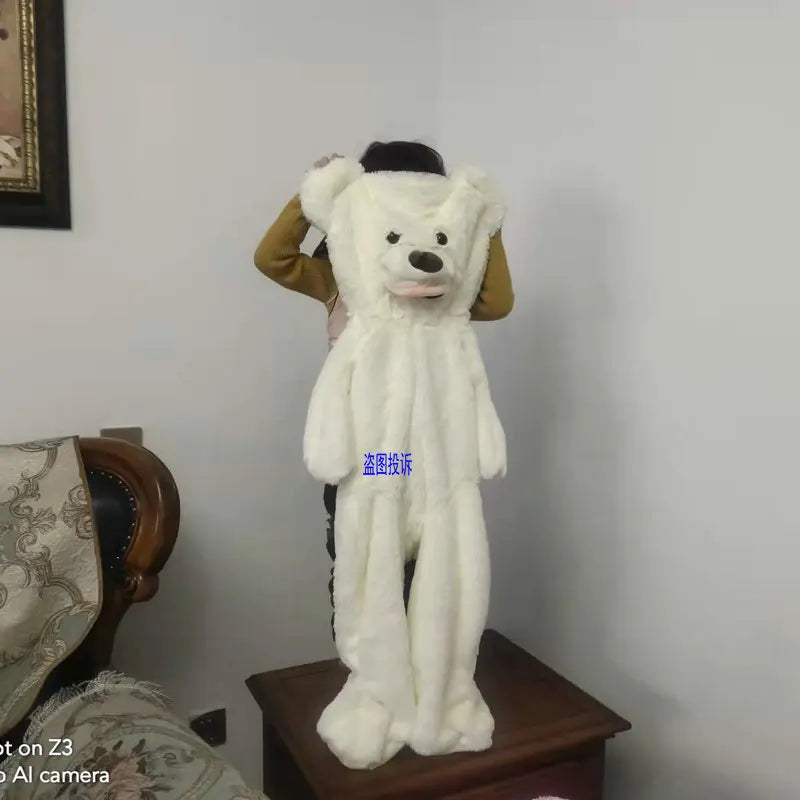 Giant Unstuffed Plush Bear Skin, Blue or Pink - Image 9