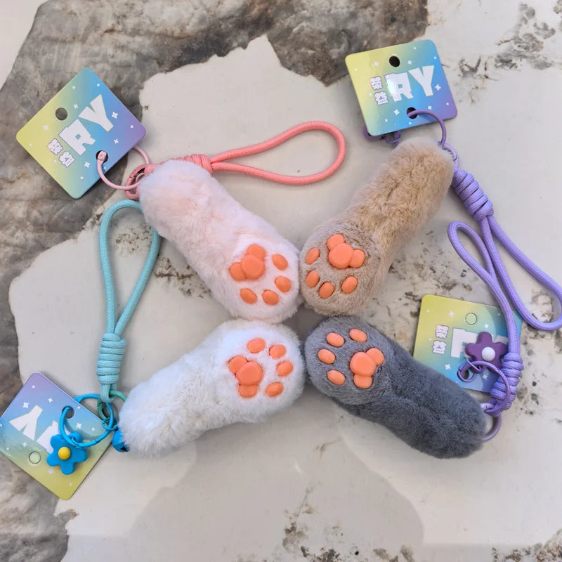 Cute Fluffy Paw Keychain with Soft Toe Pads