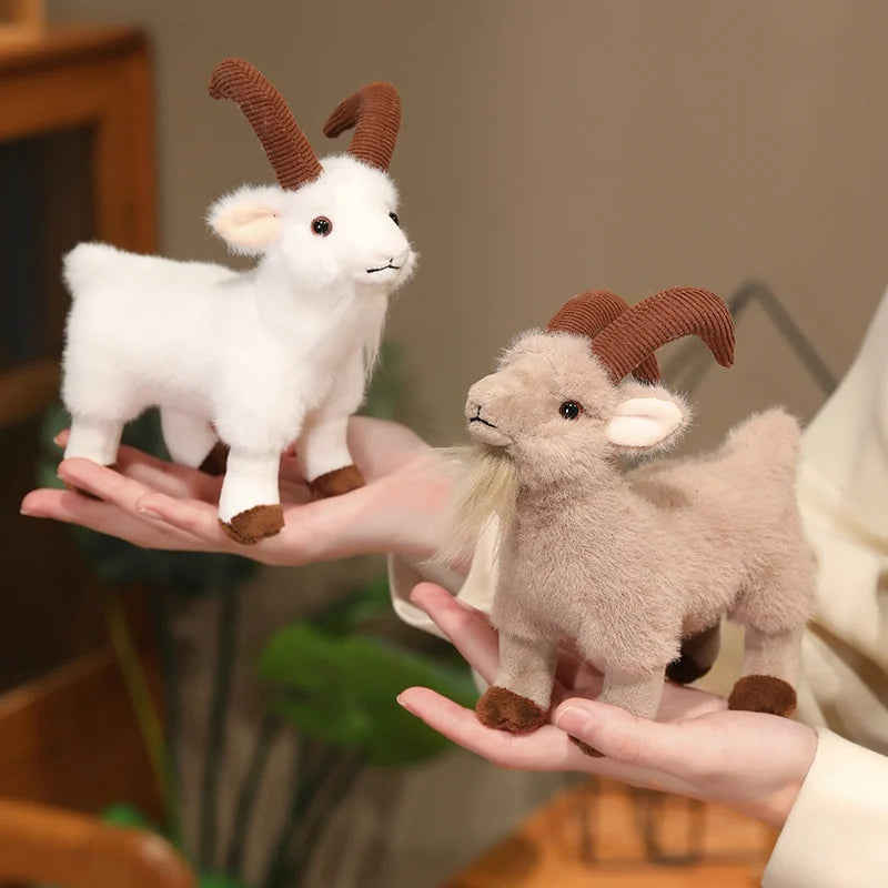Realistic Goat Plush Toy with Ribbed Horns - Image 3