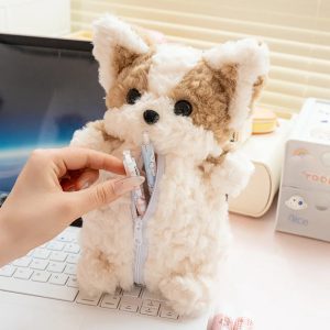 Fluffy Brown and Cream Puppy Pencil Case