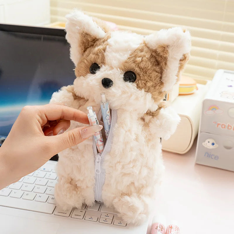 Fluffy Brown and Cream Puppy Pencil Case