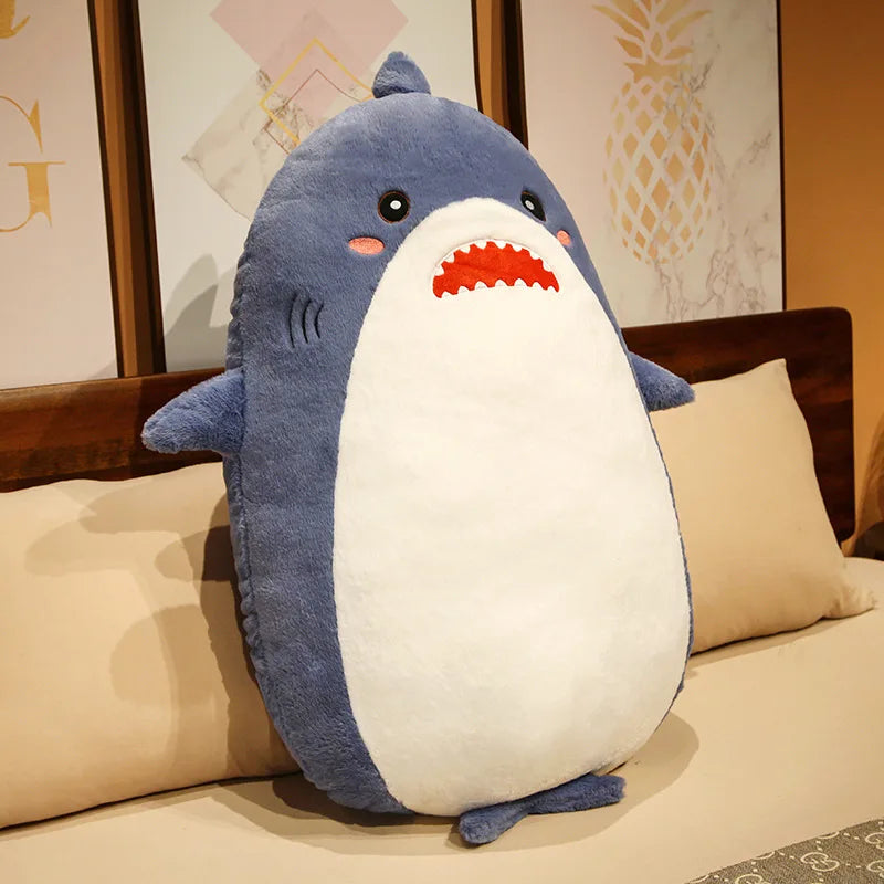 Cute Denim Blue Shark Oversized Plush Pillow - Image 7