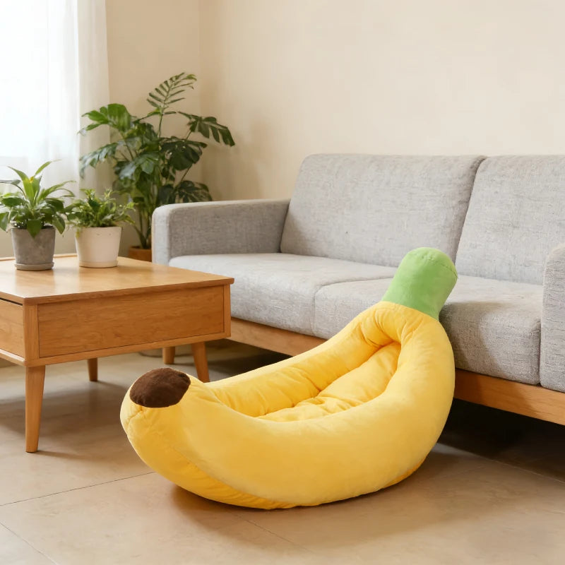 Cozy Yellow Banana Plush Pet Bed - Image 5