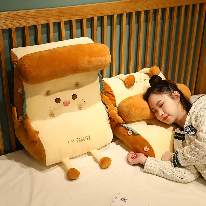 Smiling Toast Plush Backrest Pillow with Headrest - Image 4