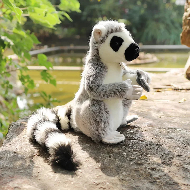 Grey Ring-Tailed Lemur Plush Toy with Striped Tail - Image 7