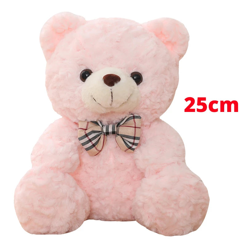 Deep Pink Plush Teddy Bear with Plaid Bow Tie - Image 14