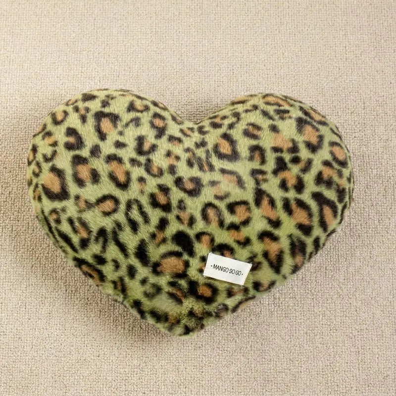 Vibrant Leopard Print Heart Plush Pillow - Image 8