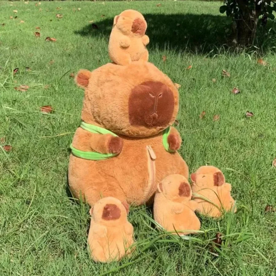 Cute Capybara Plush Family with Turtle Hat - Image 4