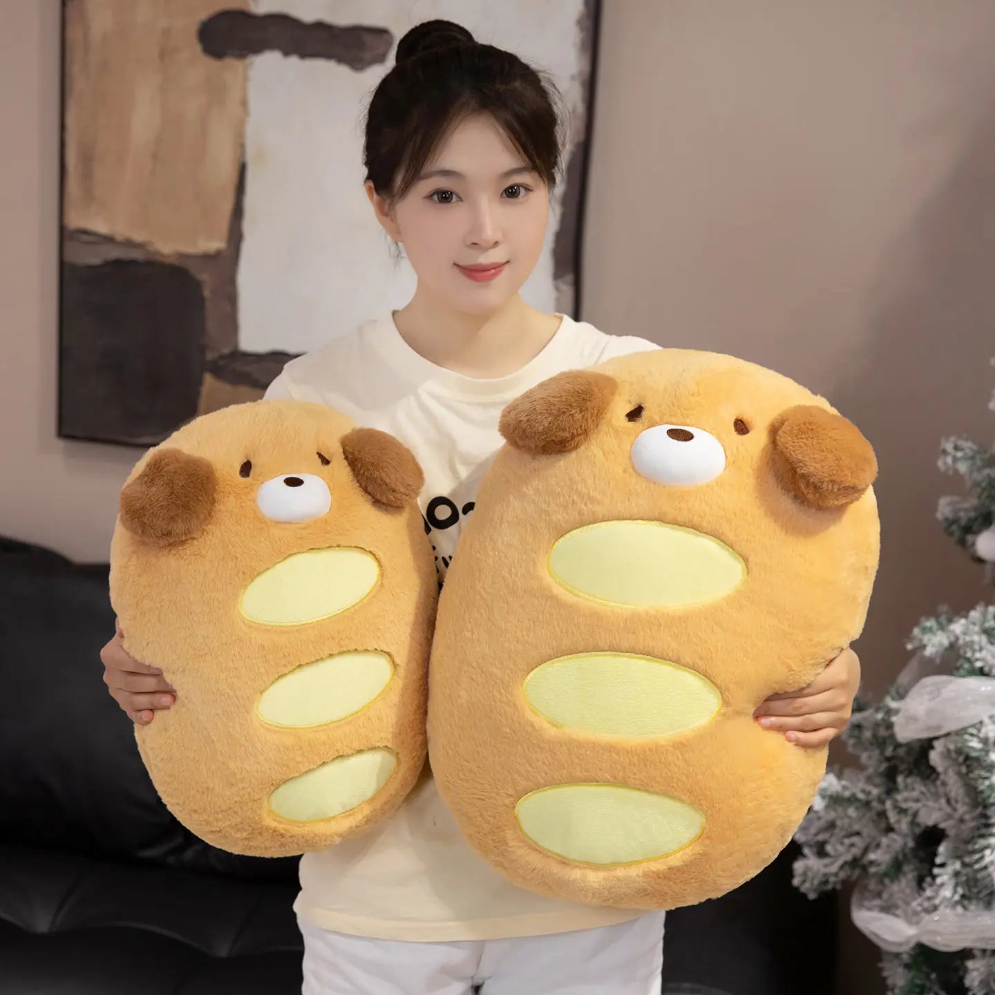 Large Squishy Golden-Brown Dog Plush Pillow - Image 6